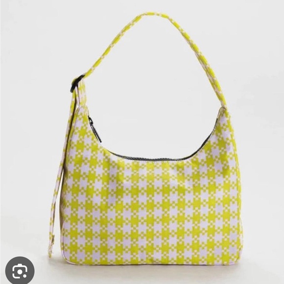 BAGGU Handbags - BAGGU: Pink Pistachio Pixel Gingham Mini Shoulder Bag